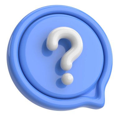 Soru işareti işareti. 3B illüstrasyon.