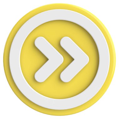 Sonraki düğme. Devam et düğmesi. 3B illüstrasyon.