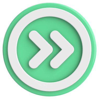 Sonraki düğme. Devam et düğmesi. 3B illüstrasyon.