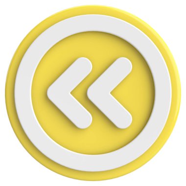 Önceki düğme. Arka düğme. 3B illüstrasyon.