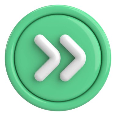 Sonraki düğme. Devam et düğmesi. 3B illüstrasyon.