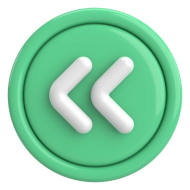 Önceki düğme. Arka düğme. 3B illüstrasyon.