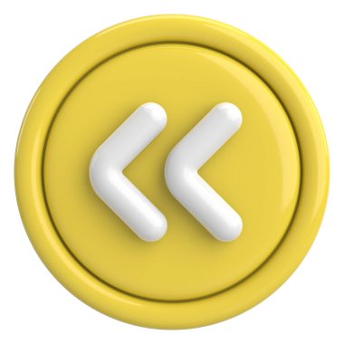 Önceki düğme. Arka düğme. 3B illüstrasyon.