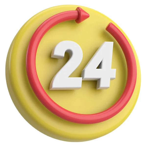 24小时服务图标 3D插图 — 图库照片