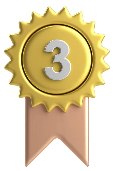 Medalha Número Três Ilustração — Fotografia de Stock