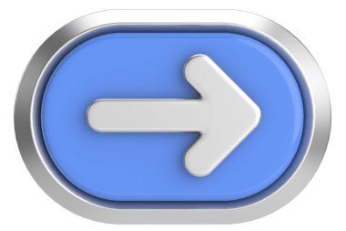 Sonraki düğme. Devam et düğmesi. 3B illüstrasyon.