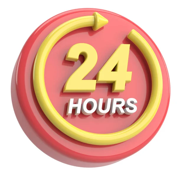 24時間サービスのアイコン 3Dイラスト — ストック写真