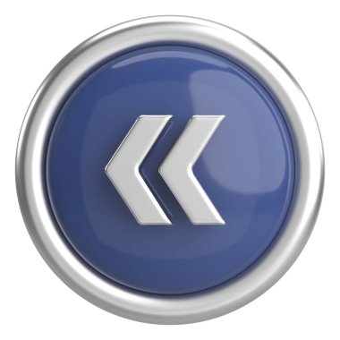 Önceki düğme. Arka düğme. 3B illüstrasyon.