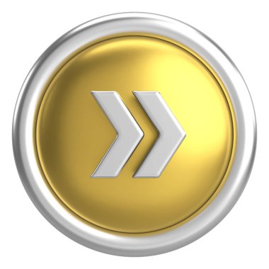 Sonraki düğme. Devam et düğmesi. 3B illüstrasyon.