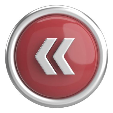 Önceki düğme. Arka düğme. 3B illüstrasyon.