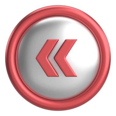 Önceki düğme. Arka düğme. 3B illüstrasyon.