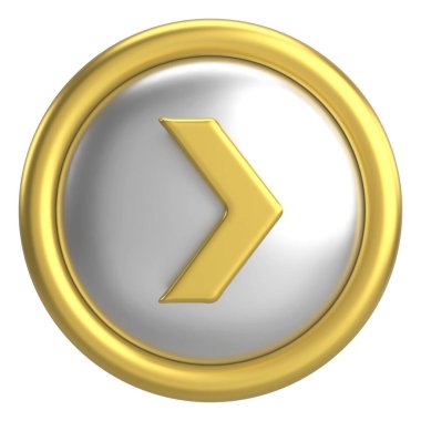 Sonraki düğme. Devam et düğmesi. 3B illüstrasyon.