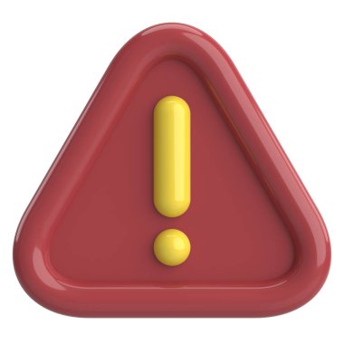 Uyarı işareti. Ünlem işareti. 3B illüstrasyon.