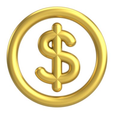 3D dolar işareti. 3B illüstrasyon.