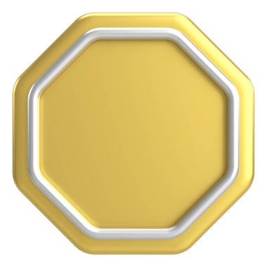 Üç boyutlu sekizgen düğmesi. Boş tuş. 3B illüstrasyon.