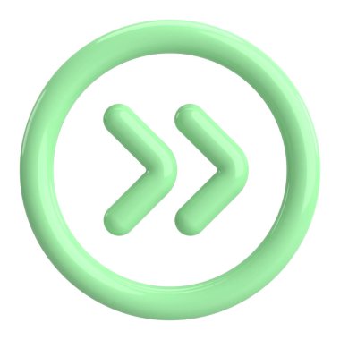 Sonraki düğme. Devam et düğmesi. 3B illüstrasyon.