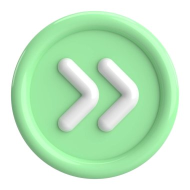 Sonraki düğme. Devam et düğmesi. 3B illüstrasyon.