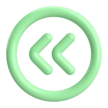 Önceki düğme. Arka düğme. 3B illüstrasyon.