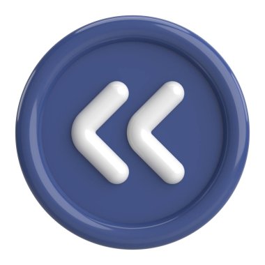 Önceki düğme. Arka düğme. 3B illüstrasyon.