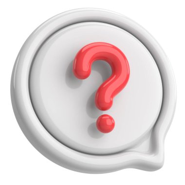 Soru işareti işareti. 3B illüstrasyon.