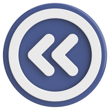 Önceki düğme. Arka düğme. 3B illüstrasyon.