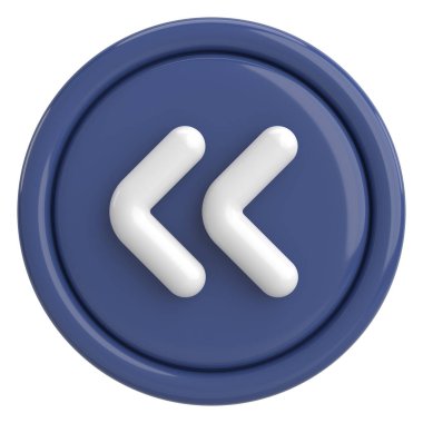 Önceki düğme. Arka düğme. 3B illüstrasyon.