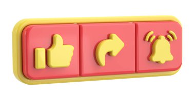 Üye olma düğmesini paylaşmak gibi. 3B illüstrasyon.