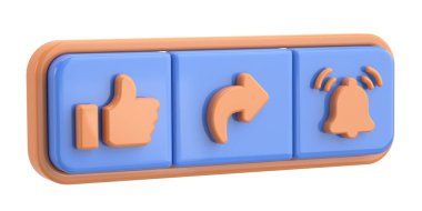 Üye olma düğmesini paylaşmak gibi. 3B illüstrasyon.