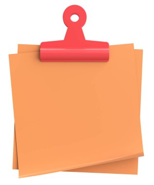 Yapışkan bir not. Üç boyutlu not kağıdı. 3B illüstrasyon.