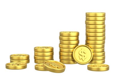 Dolar parası. Üç boyutlu para. 3B illüstrasyon.