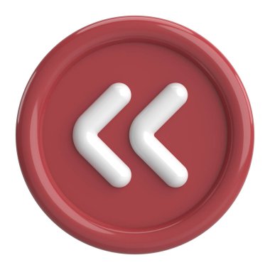 Önceki düğme. Arka düğme. 3B illüstrasyon.