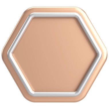 Üç boyutlu altıgen düğmesi. Boş tuş. 3B illüstrasyon.