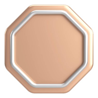 Üç boyutlu sekizgen düğmesi. Boş tuş. 3B illüstrasyon.