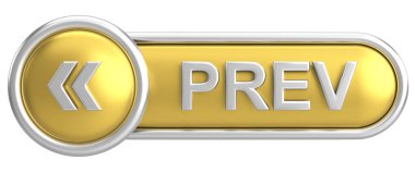 Önceki düğme. Arka düğme. 3B illüstrasyon.