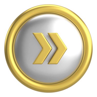 Sonraki düğme. Devam et düğmesi. 3B illüstrasyon.