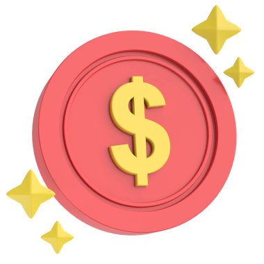 Üç boyutlu bozuk para. 3B illüstrasyon.