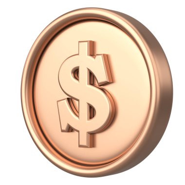 Dolar parası. Üç boyutlu para. 3B illüstrasyon.