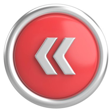 Önceki düğme. Arka düğme. 3B illüstrasyon.