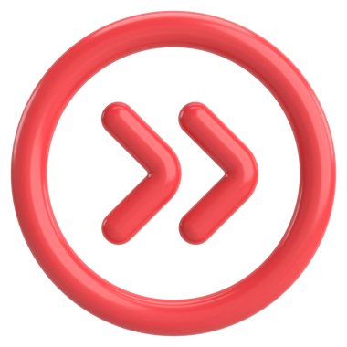 Sonraki düğme. Devam et düğmesi. 3B illüstrasyon.