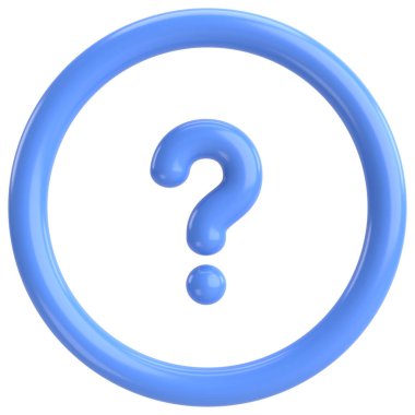 Soru işareti işareti. 3B illüstrasyon.