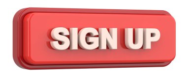 Kaydol Düğmesi. 3d İllüstrasyon.