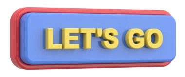 Hadi düğme. Düğmelerimizi ilikleyelim. 3B illüstrasyon.