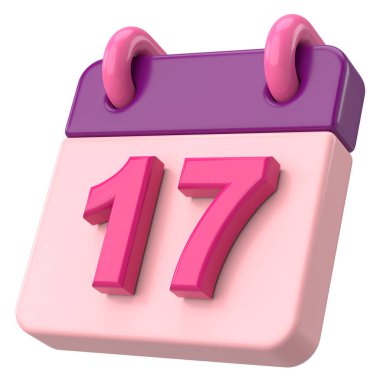 On yedinci. Ayın on yedinci günü. Takvim. 3B illüstrasyon.