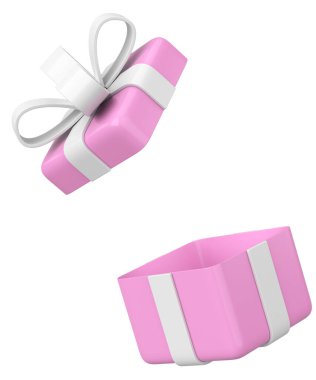 Hediye Kutusu açıldı. Üç boyutlu hediye kutusu. 3B illüstrasyon.