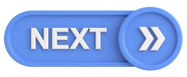 Sonraki düğme. Devam et düğmesi. 3B illüstrasyon.