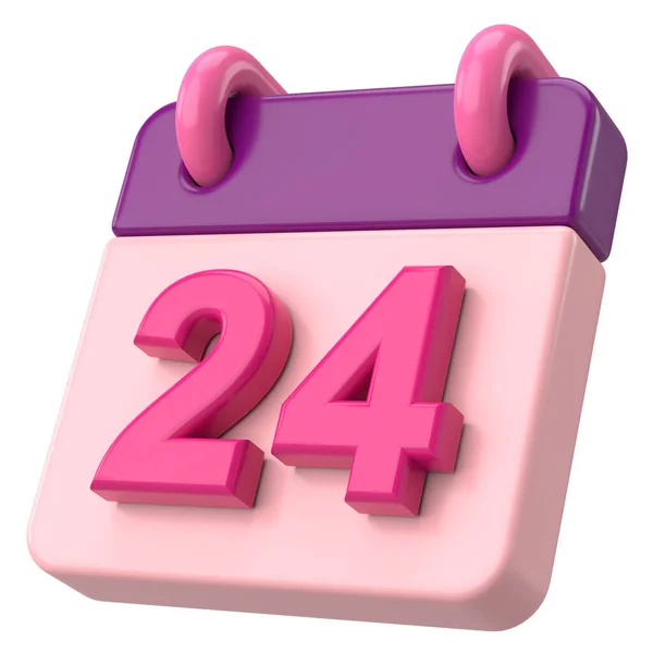 24日 月の24日 カレンダー 3Dイラスト — ストック写真