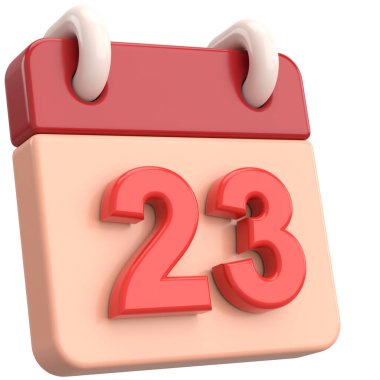 23 'ünde. Ayın 23 'ünde. Takvim. 3B illüstrasyon.