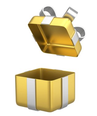 Hediye Kutusu açıldı. Üç boyutlu hediye kutusu. 3B illüstrasyon.