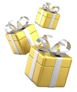 Üç boyutlu hediye kutusu. 3B illüstrasyon.