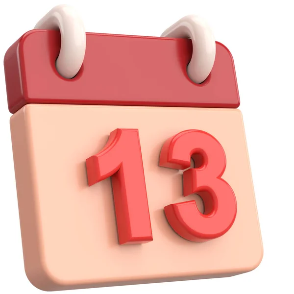 十三号每个月的第13天日历 3D插图 — 图库照片